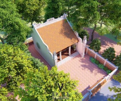 Phối cảnh thiết kế nhà thờ họ 3 gian 2 mái 70m2 tại Tuyên Quang