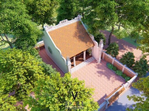 Phối cảnh thiết kế nhà thờ họ 3 gian 2 mái 70m2 tại Tuyên Quang