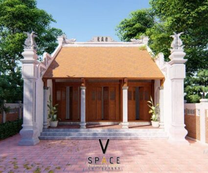 Phối cảnh thiết kế nhà thờ họ 3 gian 2 mái 70m2 tại Tuyên Quang