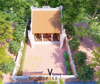 Phối cảnh thiết kế nhà thờ họ 3 gian 2 mái 70m2 tại Tuyên Quang