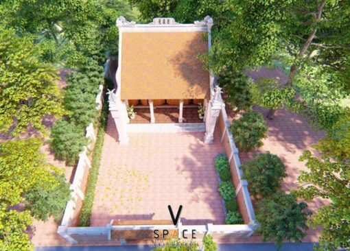 Phối cảnh thiết kế nhà thờ họ 3 gian 2 mái 70m2 tại Tuyên Quang
