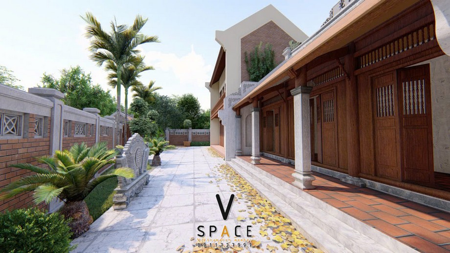 Mẫu nhà thờ họ 3 gian 2 mái 58m2 kết hợp nhà ở 2 tầng tại Hưng Yên Mẫu nhà thờ họ 3 gian 2 mái 58m2 kết hợp nhà ở 2 tầng tại Hưng Yên