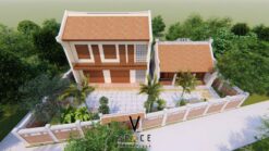 Mẫu nhà thờ họ 3 gian 2 mái 58m2 kết hợp nhà ở 2 tầng tại Hưng Yên