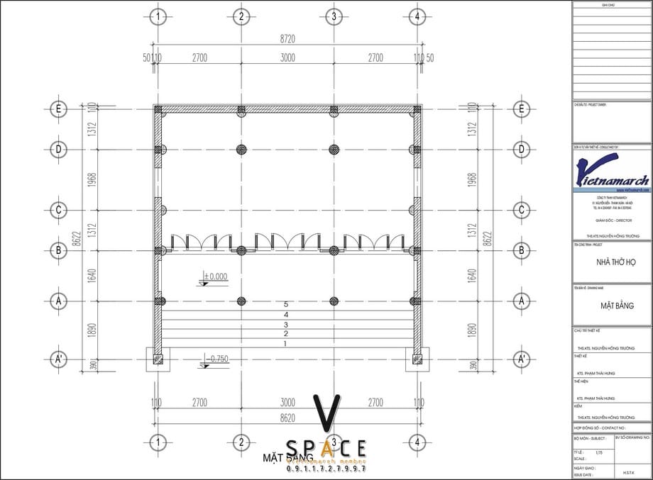Mẫu nhà thờ họ 3 gian 2 mái 75m2 phong cách truyền thống tại Điện Biên