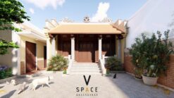 Nhà thờ họ 3 gian 2 mái cùng nhà ngang và nhà ở 2 tầng hiện đại tại xã Bát Tràng