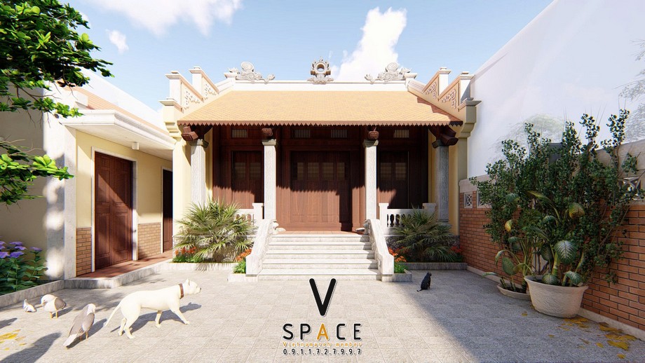 Nhà thờ họ 3 gian 2 mái cùng nhà ngang và nhà ở 2 tầng hiện đại tại xã Bát Tràng Nhà thờ họ 3 gian 2 mái cùng nhà ngang và nhà ở 2 tầng hiện đại tại xã Bát Tràng