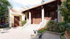 Nhà thờ họ 3 gian 2 mái cùng nhà ngang và nhà ở 2 tầng hiện đại tại xã Bát Tràng