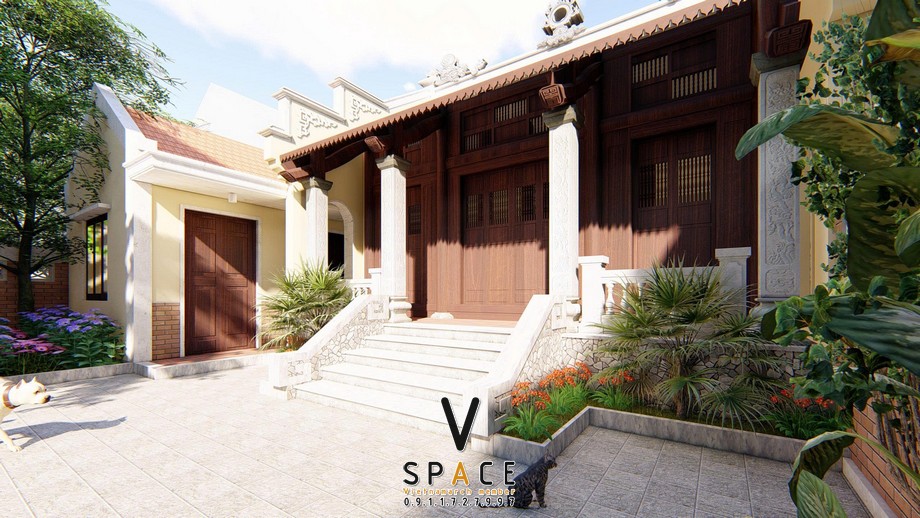 Nhà thờ họ 3 gian 2 mái cùng nhà ngang và nhà ở 2 tầng hiện đại tại xã Bát Tràng Nhà thờ họ 3 gian 2 mái cùng nhà ngang và nhà ở 2 tầng hiện đại tại xã Bát Tràng