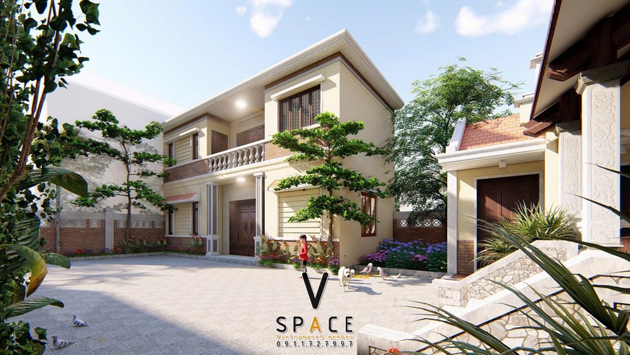 Nhà thờ họ 3 gian 2 mái cùng nhà ngang và nhà ở 2 tầng hiện đại tại xã Bát Tràng Nhà thờ họ 3 gian 2 mái cùng nhà ngang và nhà ở 2 tầng hiện đại tại xã Bát Tràng