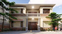 Nhà thờ họ 3 gian 2 mái cùng nhà ngang và nhà ở 2 tầng hiện đại tại xã Bát Tràng