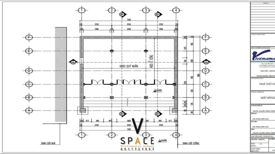 Phối cảnh thiết kế nhà thờ họ 3 gian 2 mái 58m2 tại Thanh Hóa