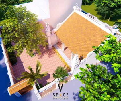Phối cảnh thiết kế nhà thờ họ 3 gian 2 mái 58m2 tại Thanh Hóa