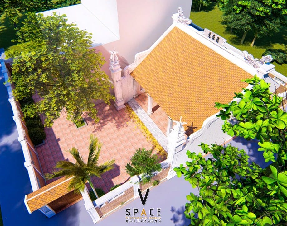 Phối cảnh thiết kế nhà thờ họ 3 gian 2 mái 58m2 tại Thanh Hóa