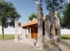 Phương án thiết kế nhà thờ họ 3 gian 2 mái 82m2 tại Thái Nguyên