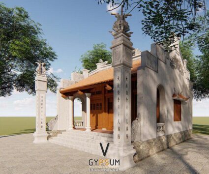 Phương án thiết kế nhà thờ họ 3 gian 2 mái 82m2 tại Thái Nguyên
