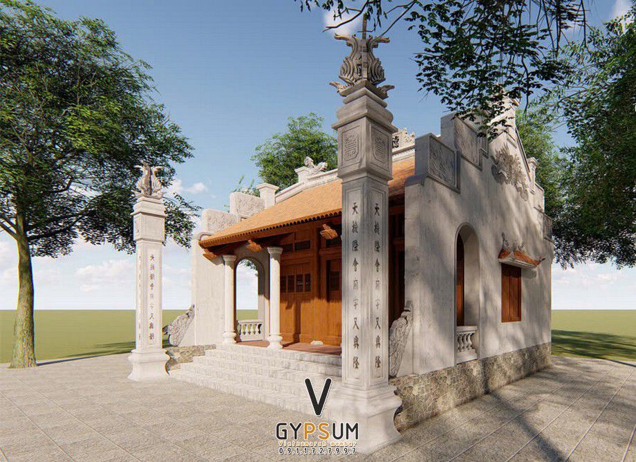 Phương án thiết kế nhà thờ họ 3 gian 2 mái 82m2 tại Thái Nguyên