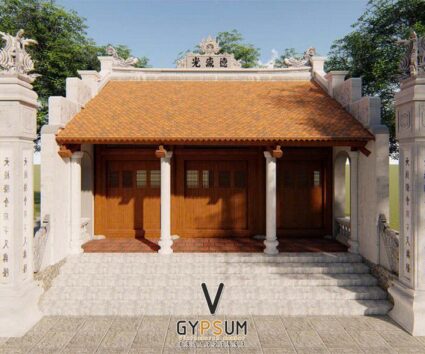 Phương án thiết kế nhà thờ họ 3 gian 2 mái 82m2 tại Thái Nguyên