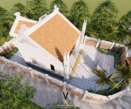 Bản vẽ thiết kế nhà thờ họ 3 gian 2 mái có hậu cung 95m2 tại Quảng Ninh