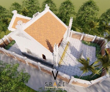 Bản vẽ thiết kế nhà thờ họ 3 gian 2 mái có hậu cung 95m2 tại Quảng Ninh