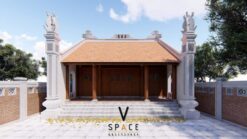 Bản vẽ thiết kế nhà thờ họ 3 gian 2 mái có hậu cung 95m2 tại Quảng Ninh