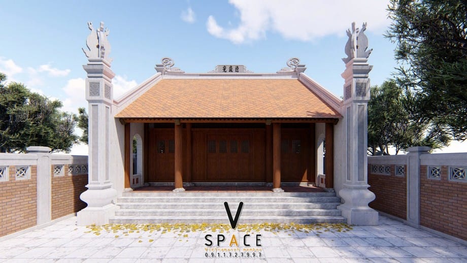 Bản vẽ thiết kế nhà thờ họ 3 gian 2 mái có hậu cung 95m2 tại Quảng Ninh