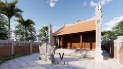 Bản vẽ thiết kế nhà thờ họ 3 gian 2 mái có hậu cung 95m2 tại Quảng Ninh