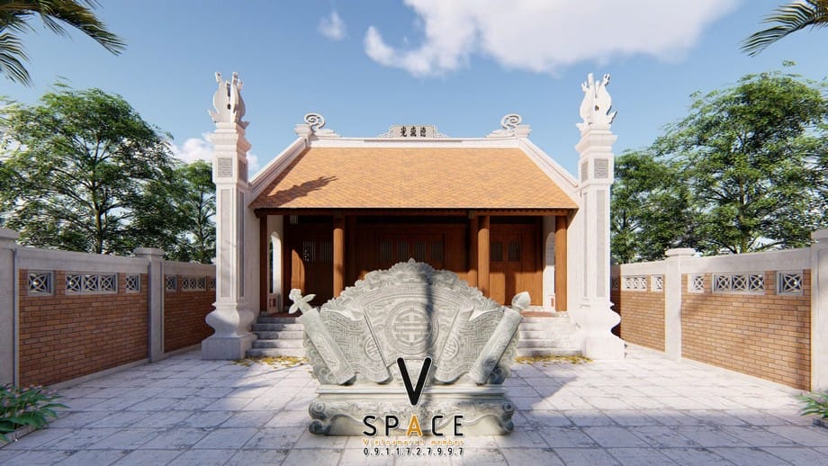 Bản vẽ thiết kế nhà thờ họ 3 gian 2 mái có hậu cung 95m2 tại Quảng Ninh