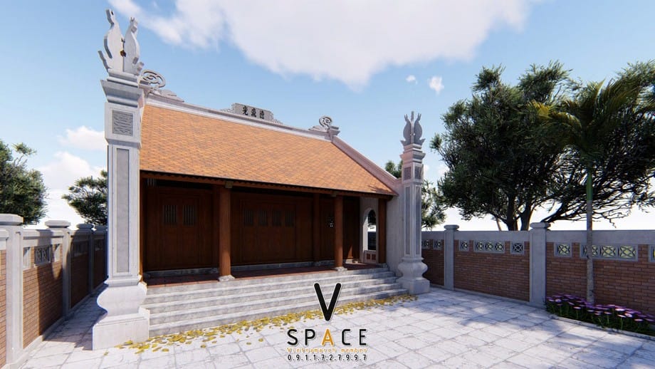 Bản vẽ thiết kế nhà thờ họ 3 gian 2 mái có hậu cung 95m2 tại Quảng Ninh