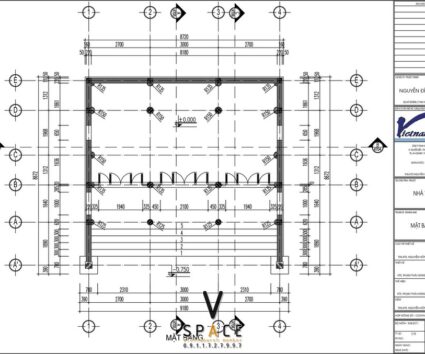 Bản vẽ thiết kế nhà thờ họ 3 gian 2 mái 75m2 tại Hải Phòng