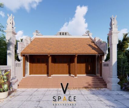 Bản vẽ thiết kế nhà thờ họ 3 gian 2 mái 75m2 tại Hải Phòng