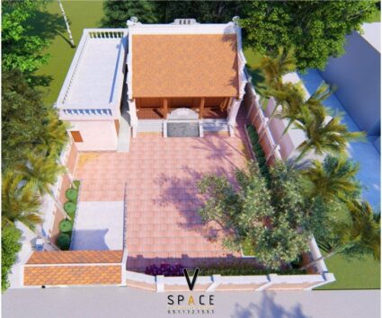 Mẫu nhà thờ họ 3 gian 2 mái có bình phong kết hợp nhà ở tại Phú Thọ