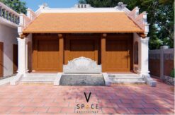 Mẫu nhà thờ họ 3 gian 2 mái có bình phong kết hợp nhà ở tại Phú Thọ