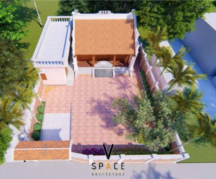Mẫu nhà thờ họ 3 gian 2 mái có bình phong kết hợp nhà ở tại Phú Thọ