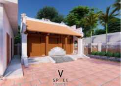 Mẫu nhà thờ họ 3 gian 2 mái có bình phong kết hợp nhà ở tại Phú Thọ