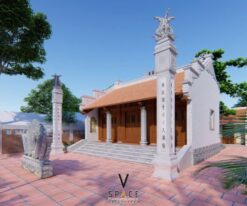 Nhà thờ họ 3 gian 2 mái có bình phong kết hợp nhà ở tại Tuyên Quang