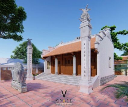 Nhà thờ họ 3 gian 2 mái có bình phong kết hợp nhà ở tại Tuyên Quang