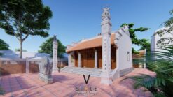 Nhà thờ họ 3 gian 2 mái có bình phong kết hợp nhà ở tại Tuyên Quang