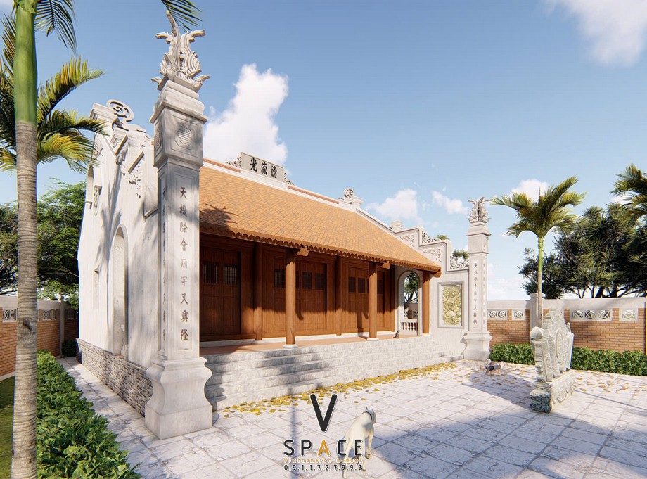 Phương án thiết kế nhà thờ họ 3 gian 2 mái có bình phong tại Lai Châu Phương án thiết kế nhà thờ họ 3 gian 2 mái có bình phong tại Lai Châu