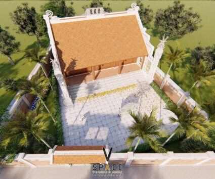 Phương án thiết kế nhà thờ họ 3 gian 2 mái có bình phong tại Lai Châu