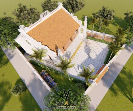 Phương án thiết kế nhà thờ họ 3 gian 2 mái có bình phong tại Lai Châu