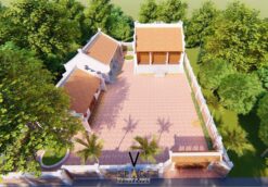 Thiết kế nhà thờ họ 3 gian 2 mái 75m2 kết hợp nhà ở tại Hà Tĩnh