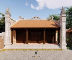 Thiết kế nhà thờ họ 3 gian 2 mái phong cách truyền thống tại Cao Bằng