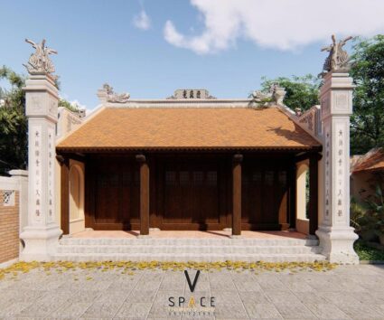 Thiết kế nhà thờ họ 3 gian 2 mái phong cách truyền thống tại Cao Bằng
