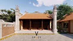 Thiết kế nhà thờ họ 3 gian 2 mái phong cách truyền thống tại Cao Bằng