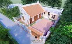 Bản vẽ thiết kế nhà thờ họ 3 gian 2 mái liền nhà ở hiện đại 160m2 tại Hà Nội