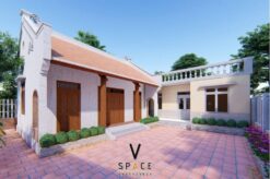 Bản vẽ thiết kế nhà thờ họ 3 gian 2 mái liền nhà ở hiện đại 160m2 tại Hà Nội