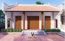 Bản vẽ thiết kế nhà thờ họ 3 gian 2 mái liền nhà ở hiện đại 160m2 tại Hà Nội