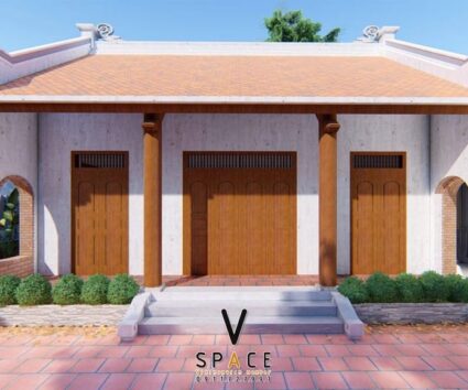 Bản vẽ thiết kế nhà thờ họ 3 gian 2 mái liền nhà ở hiện đại 160m2 tại Hà Nội