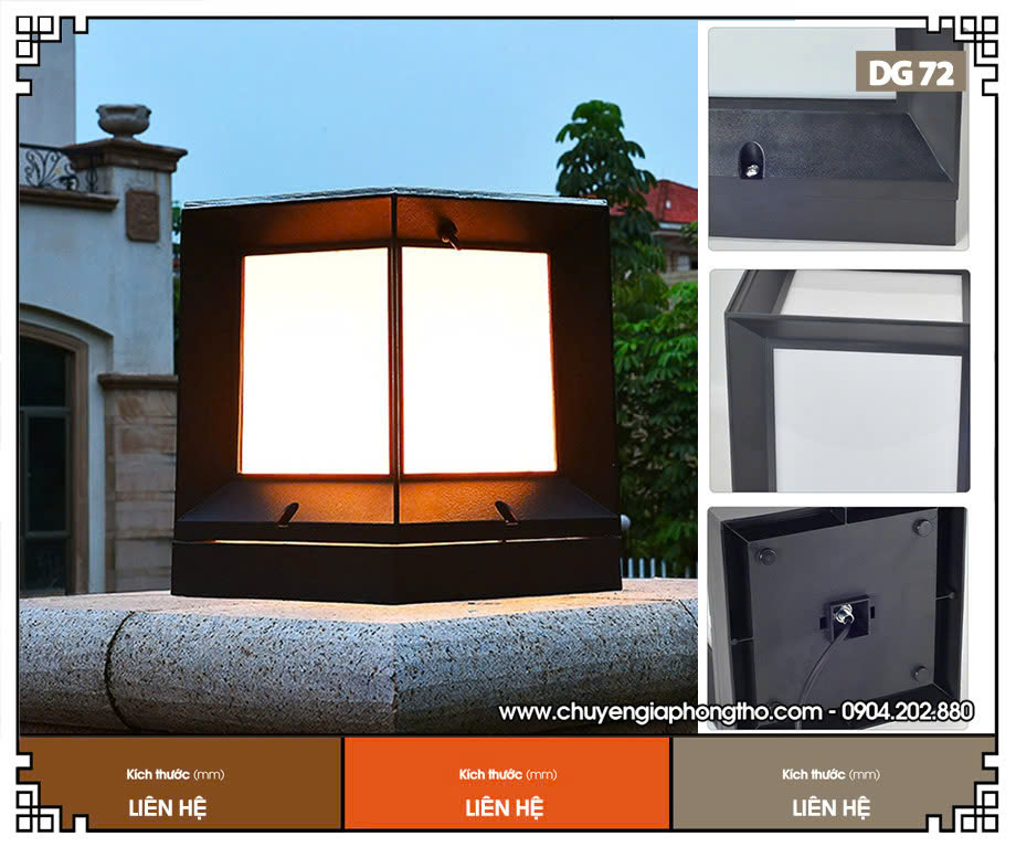 Đèn cột trụ vuông ngoài trời DG72 Đèn cột trụ vuông ngoài trời DG72