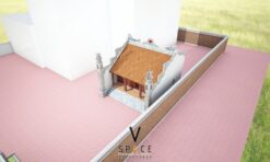 Mẫu nhà thờ họ 3 gian 2 mái 60m2 trang trí mặt trời đỏ độc đáo tại Thanh Hóa